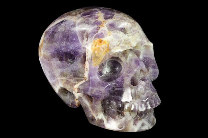 Realistic, Carved Chevron Amethyst Skull #150964